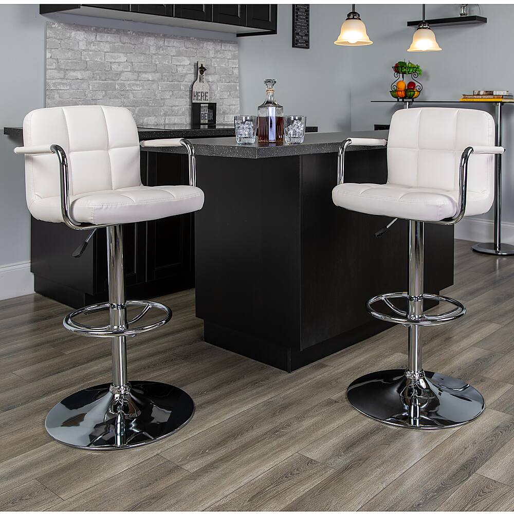 Alt View 12. Alamont Home - Genna Contemporary Vinyl Barstool (set of 2) - White.