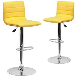 Flash Furniture - Vincent Contemporary Vinyl Barstool (set of 2) - Yellow - Front_Zoom