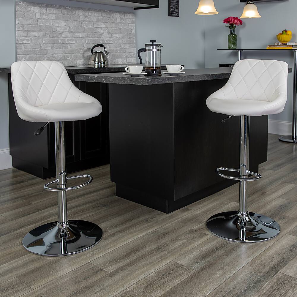 Alt View 12. Alamont Home - Caldwell Contemporary Vinyl Barstool (set of 2) - White.