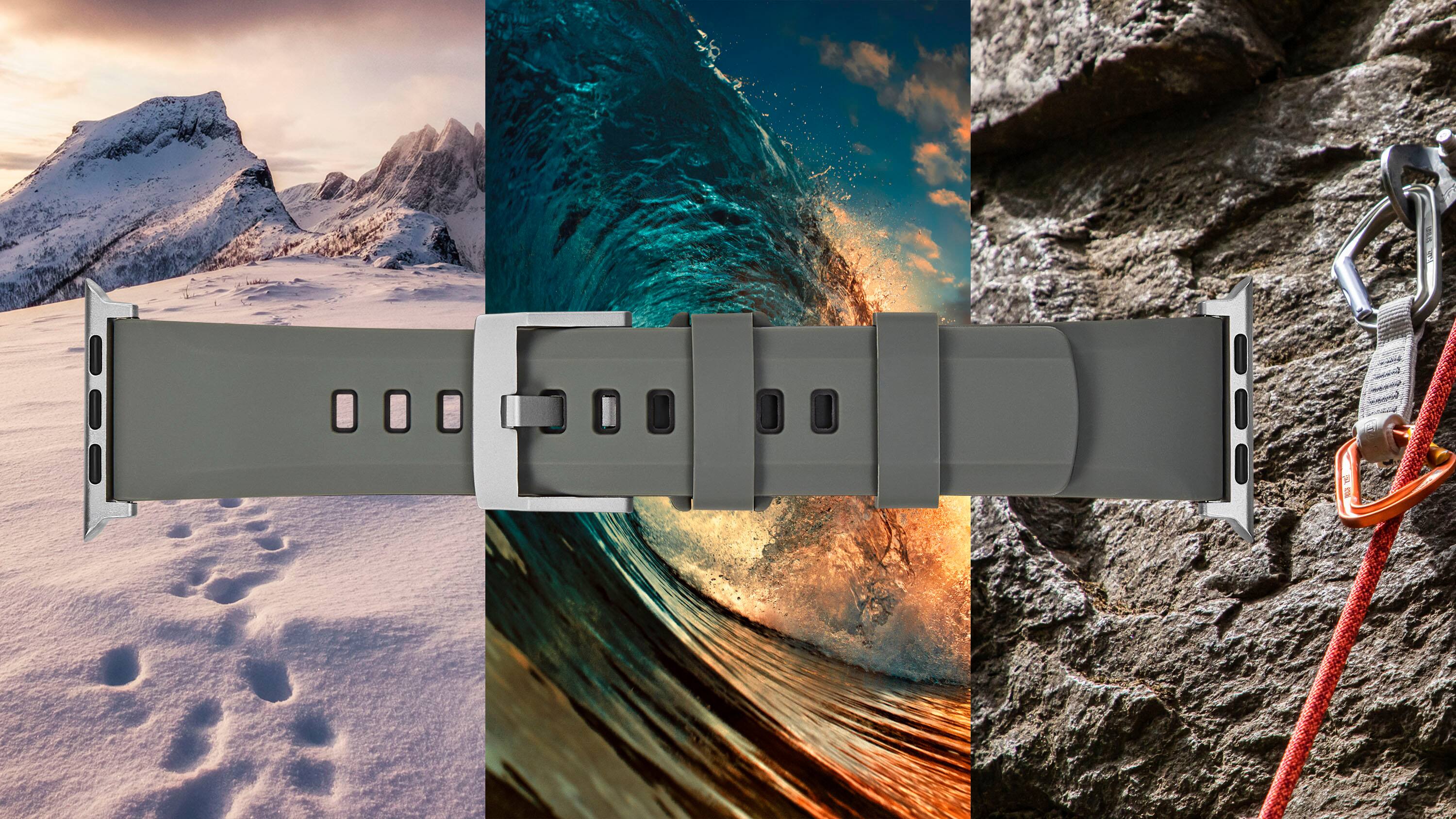 Alt View 12. Platinum™ - Rugged Silicone Band for Apple Watch 42mm, 44mm, 45mm (Series 1-9) and Apple Watch Ultra Series 1-2 49mm - Green.