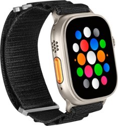 Platinum™ - Rugged Nylon Band for Apple Watch 42, 44, 45mm (Series 1-8) and Apple Watch Ultra 49mm - Black - Angle_Zoom