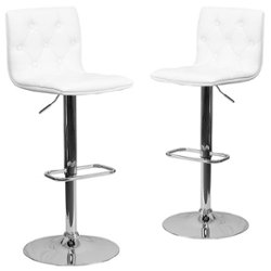 Flash Furniture - Sammie Contemporary Vinyl Barstool (set of 2) - White - Front_Zoom