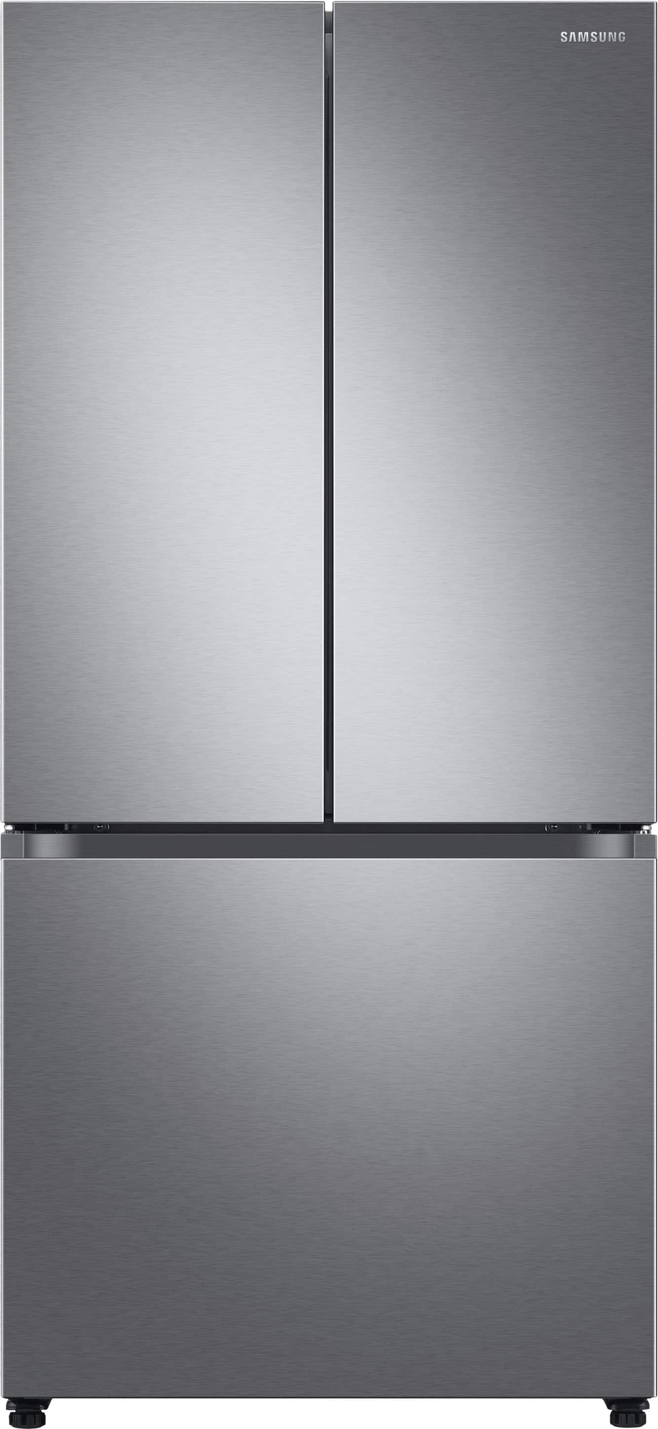 Front. Samsung - 25 cu. ft. 3-Door French Door Smart Refrigerator with Beverage Center - Stainless Steel.