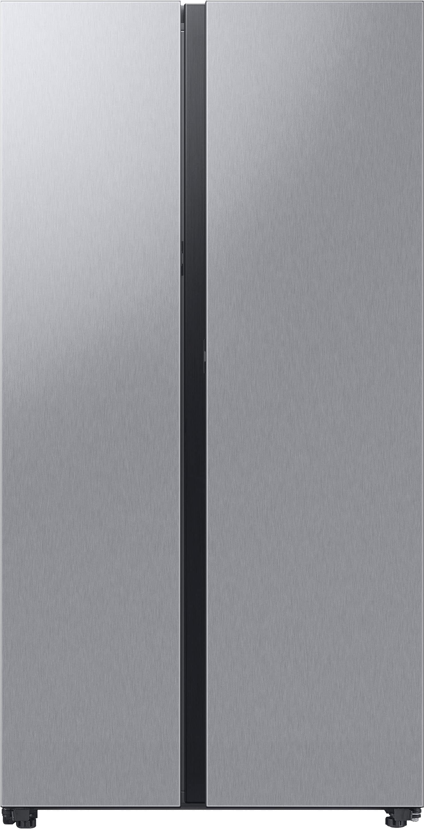 Front. Samsung - BESPOKE Side-by-Side Smart Refrigerator with Beverage Center - Stainless Steel.