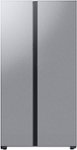 Front. Samsung - BESPOKE Side-by-Side Smart Refrigerator with Beverage Center - Stainless Steel.