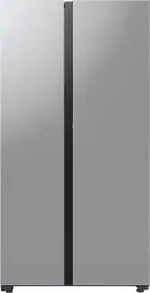 Front. Samsung - BESPOKE Side-by-Side Smart Refrigerator with Beverage Center - Stainless Steel.