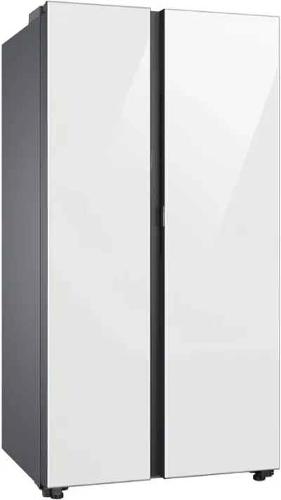 Samsung - BESPOKE Side-by-Side Counter Depth Smart Refrigerator with Beverage Center - White Glass