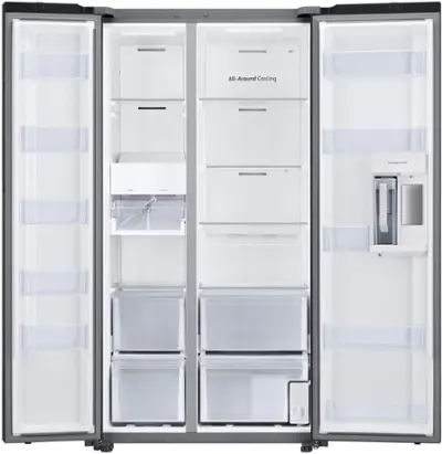 Samsung - BESPOKE Side-by-Side Counter Depth Smart Refrigerator with Beverage Center - White Glass