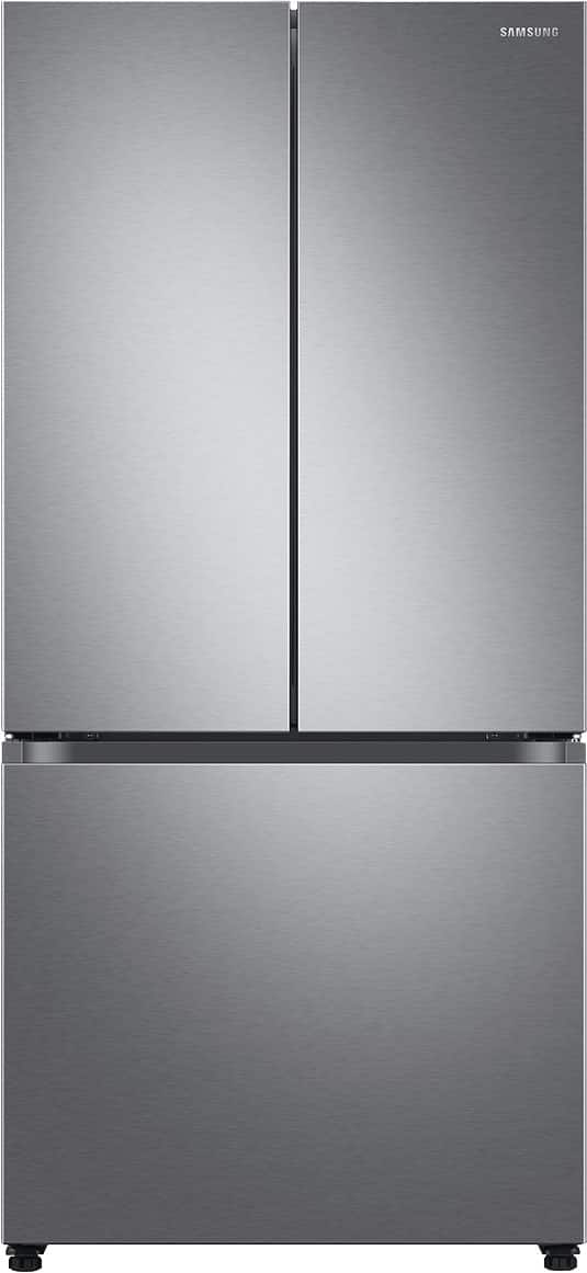 Front. Samsung - 25 cu. ft. 3-Door French Door Smart Refrigerator with Dual Auto Ice Maker - Stainless Steel.