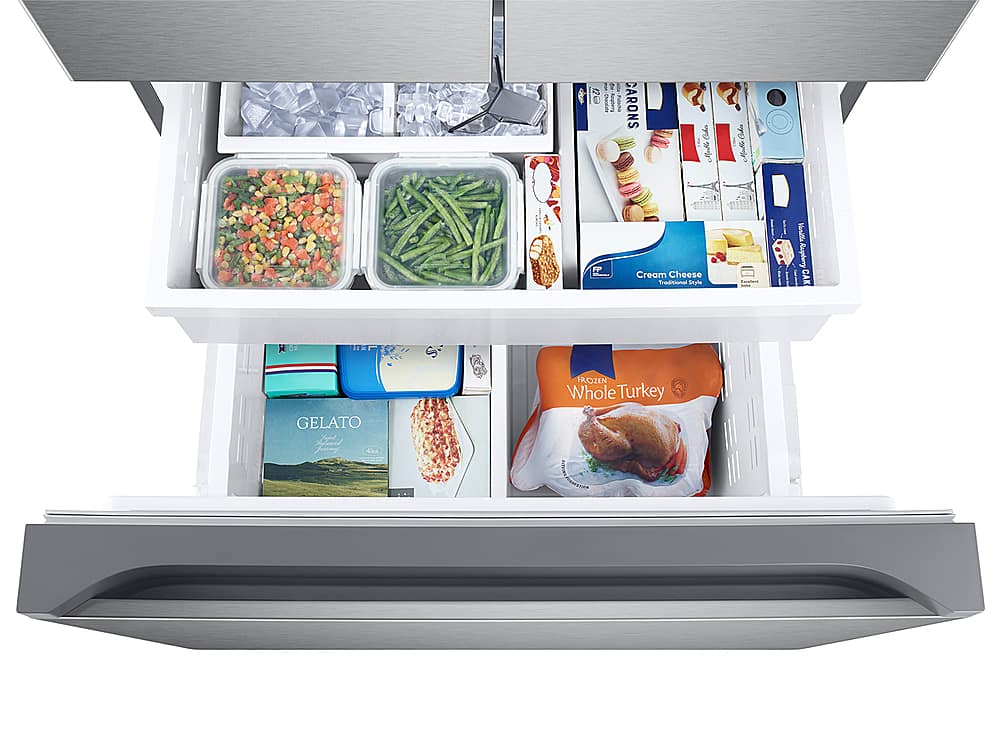 Alt View 16. Samsung - 25 cu. ft. 3-Door French Door Smart Refrigerator with Dual Auto Ice Maker - Stainless Steel.