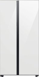 Samsung - BESPOKE Side-by-Side Smart Refrigerator with Beverage Center - White Glass - Front_Zoom