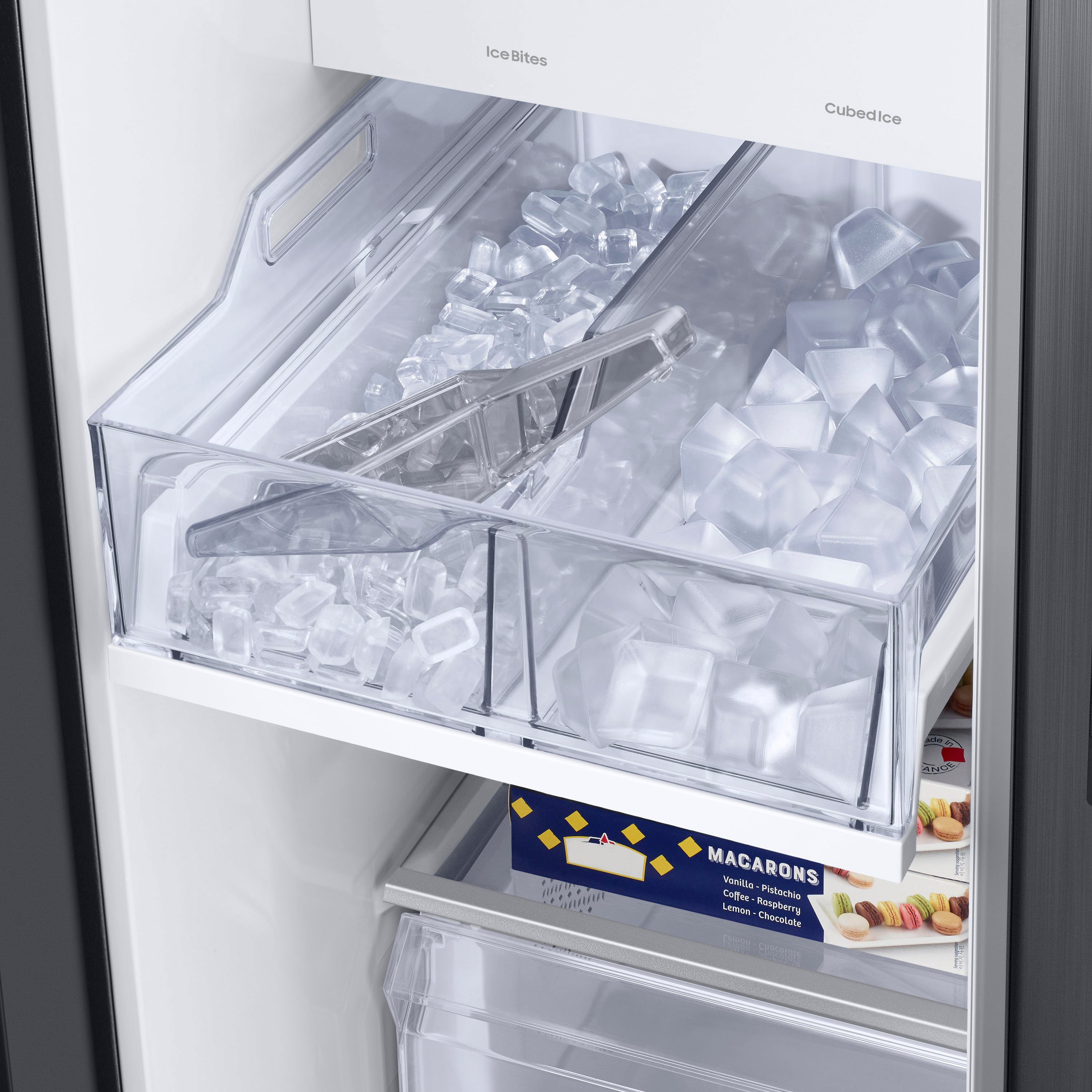 Side-by-Side Center Smart Glass Samsung with BESPOKE Refrigerator White Best Buy - Beverage RS28CB760012/AA