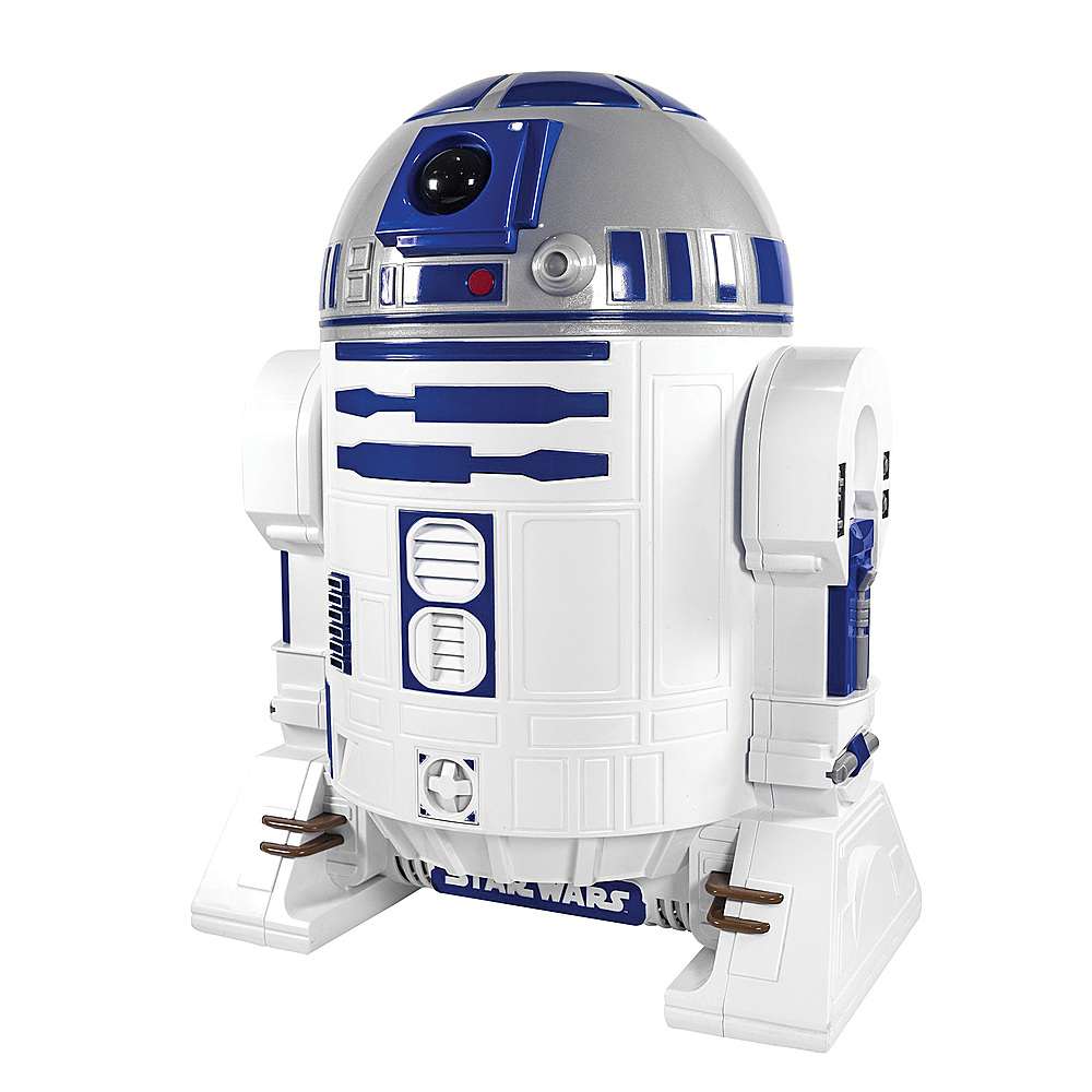 Angle View: Uncanny Brands Star Wars R2D2 Popcorn Maker- Fully Operational Droid Kitchen Appliance - White