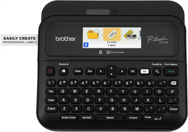 Front. Brother - P-touch PT-D610BT Wireless Label Printer - Black.