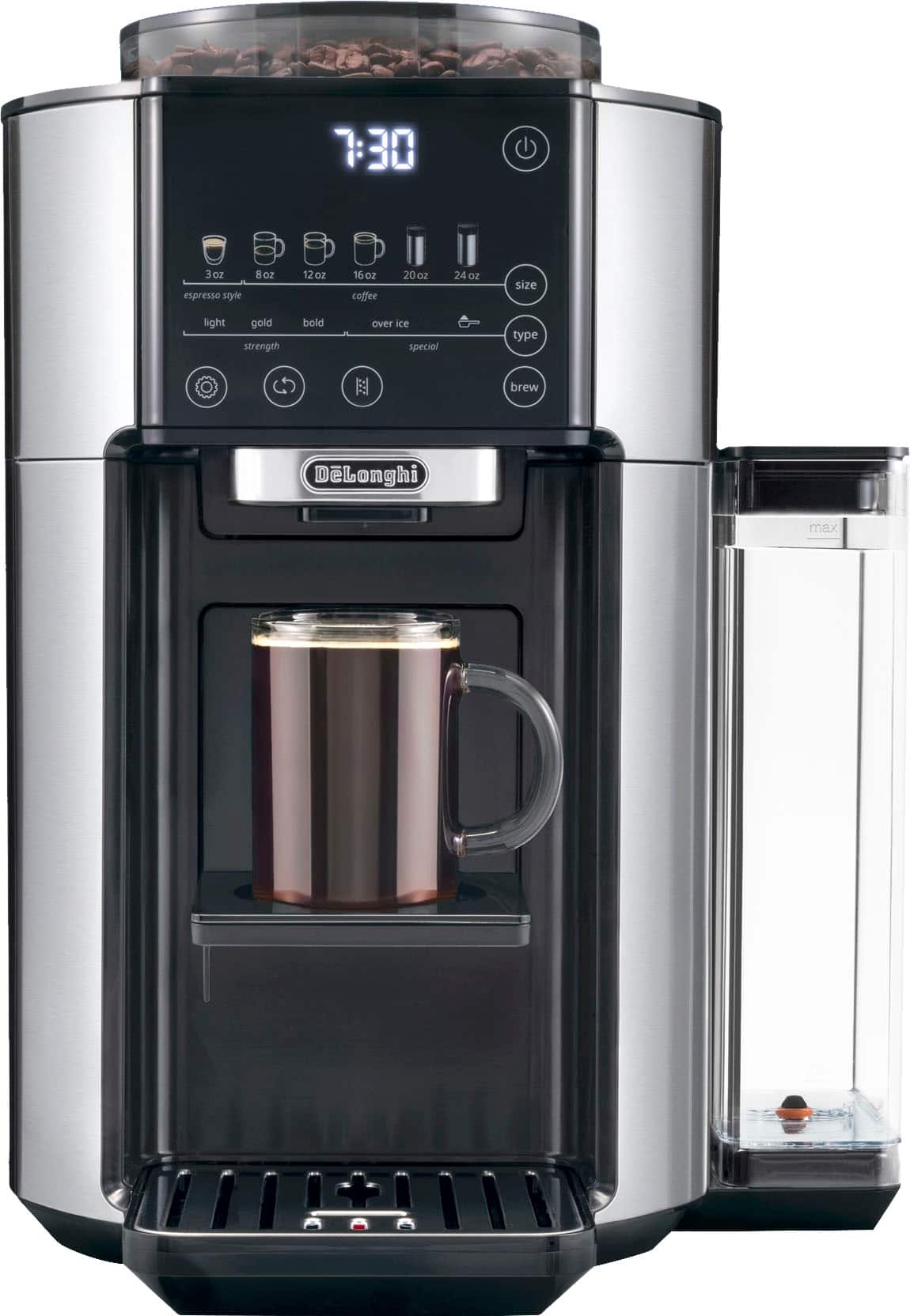 Front. De'Longhi - TrueBrew Automatic Single Serve, 8 oz to 24 oz Coffee Maker with Bean Extract Technology - Stainless Steel.