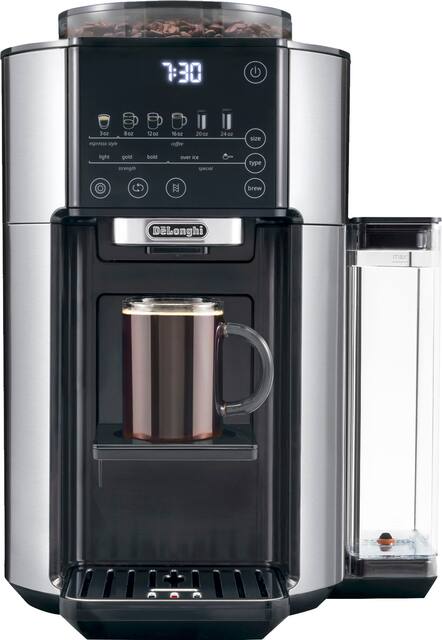 De'Longhi - TrueBrew Automatic Single Serve, 8 oz to 24 oz Coffee Maker with Bean Extract Technology - Stainless Steel