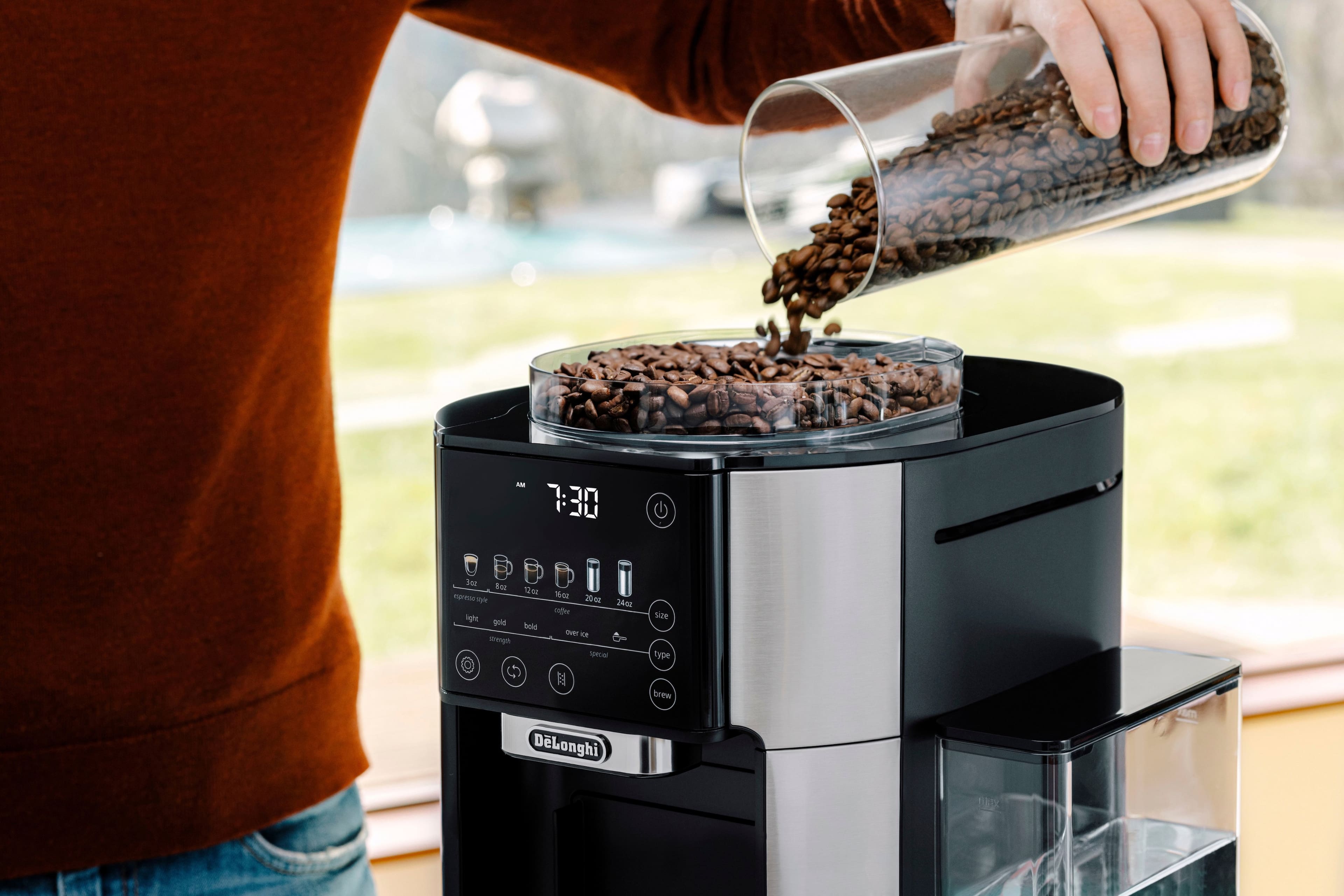 Alt View 1. De'Longhi - TrueBrew Automatic Single Serve, 8 oz to 24 oz Coffee Maker with Bean Extract Technology - Stainless Steel.