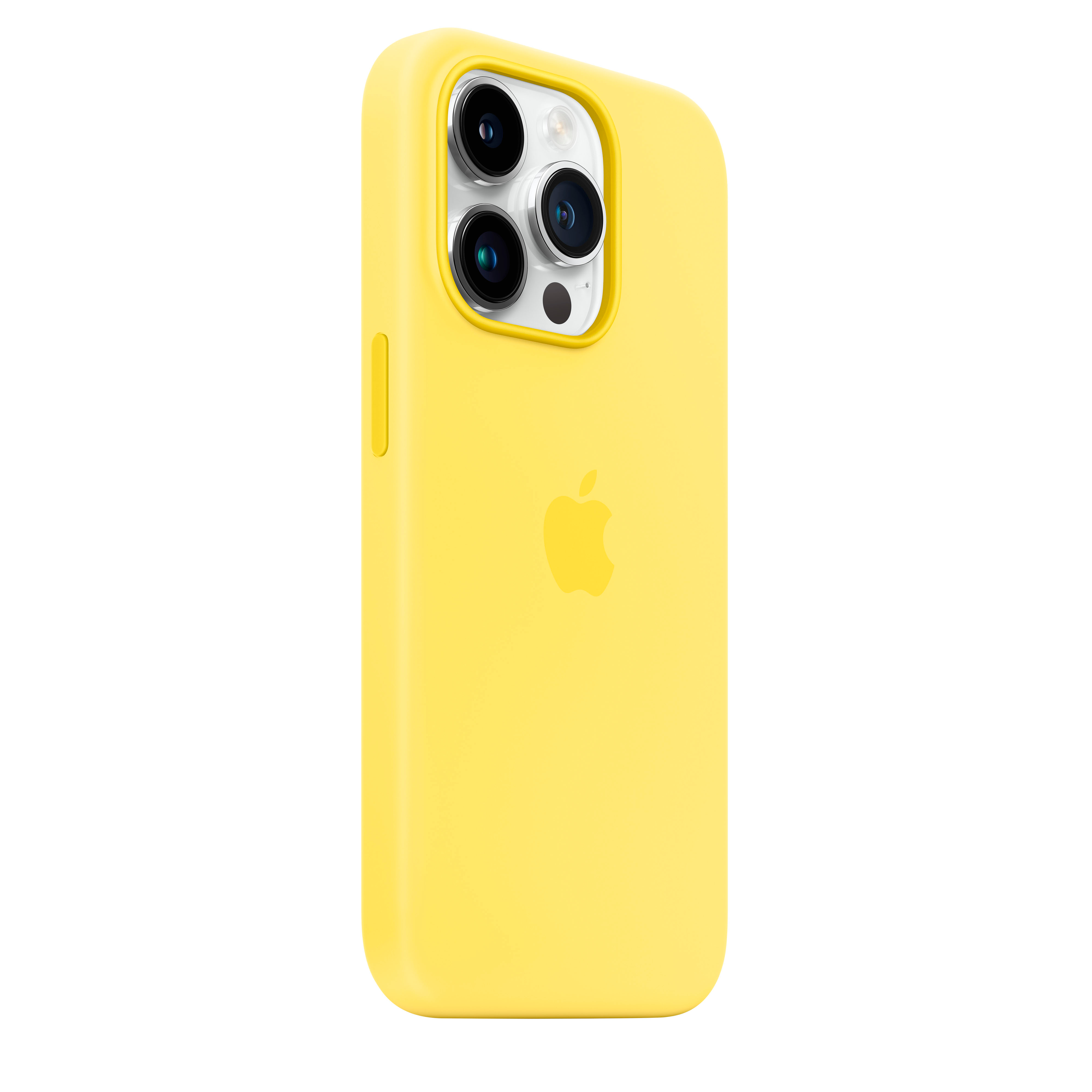 Angle View: Apple - iPhone 14 Pro Silicone Case with MagSafe - Canary Yellow