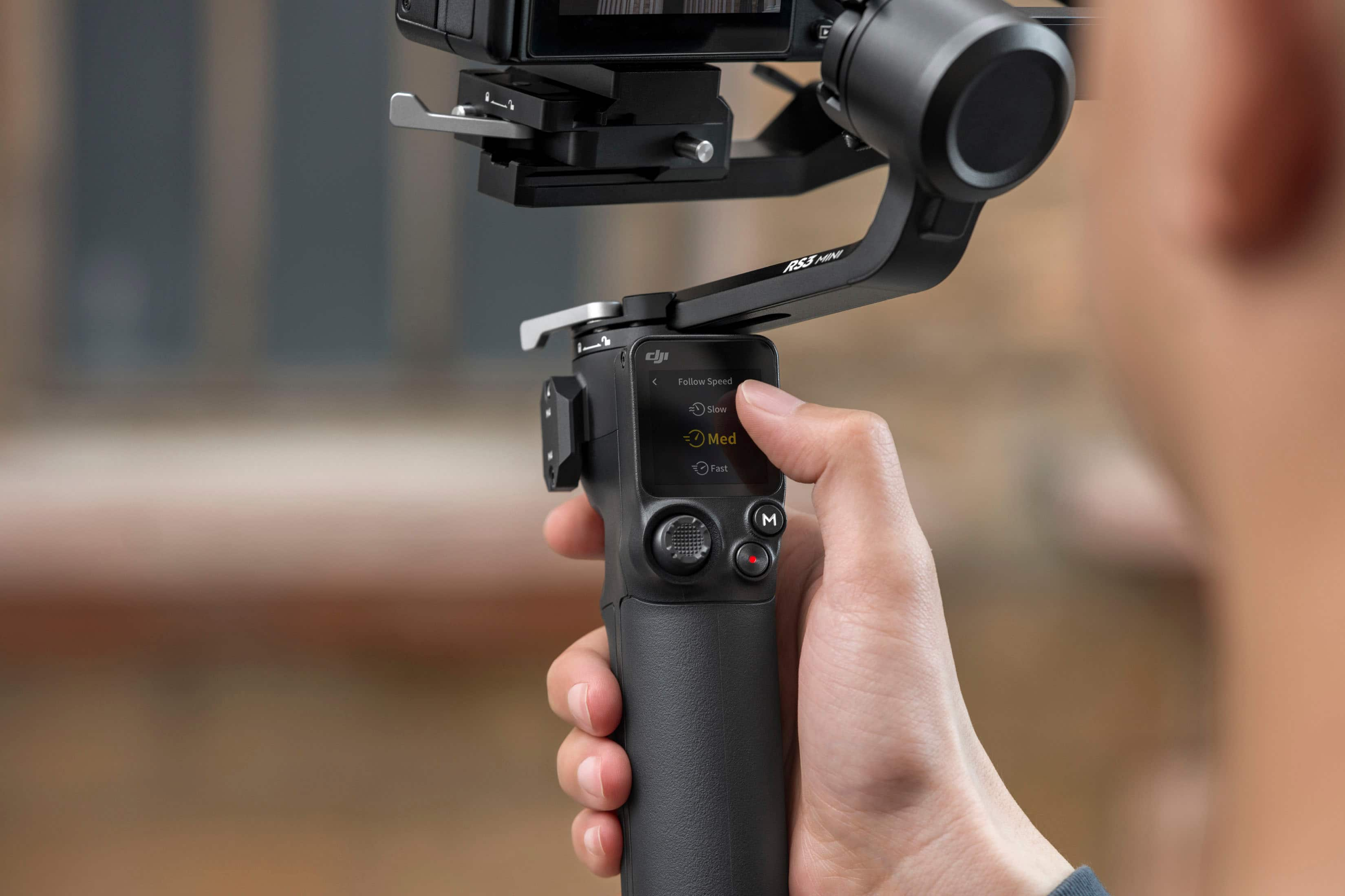 DJI's lightweight RS 3 Mini camera stabilizer is designed to be used with  one hand