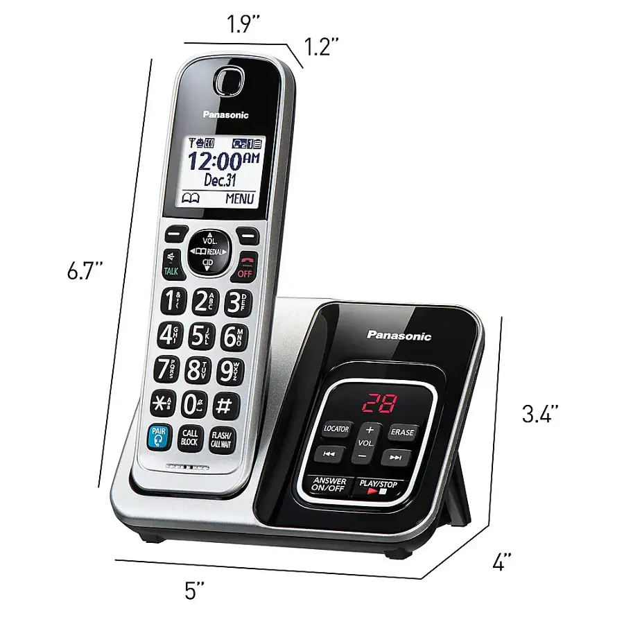 Alt View 17. Panasonic - KX-TGD890S DECT 6.0 Expandable Cordless Phone System with Bluetooth Pairing for Wireless Headphones - Silver.