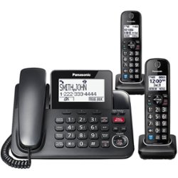 Panasonic - KX-TGF892B DECT 6.0 Expandable Corded/Cordless Phone System with Bluetooth Pairing for Wireless Headphones - Black - Angle_Zoom