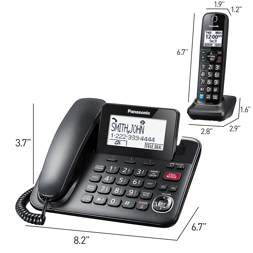 Best Buy: Panasonic KX-TGF892B DECT 6.0 Expandable Corded/Cordless Phone  System with Bluetooth Pairing for Wireless Headphones Black KX-TGF892B