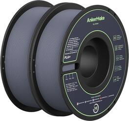AnkerMake - 1.75 mm PLA Filament, Smooth, High-Adhesion Rate, Designed for High-Speed Printing, 2-Pack, 4.4 lbs/2kg - Gray