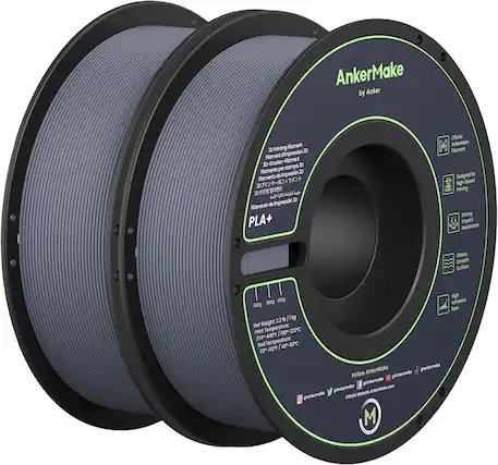 Front. AnkerMake - 1.75 mm PLA Filament, Smooth, High-Adhesion Rate, Designed for High-Speed Printing, 2-Pack, 4.4 lbs/2kg - Gray.