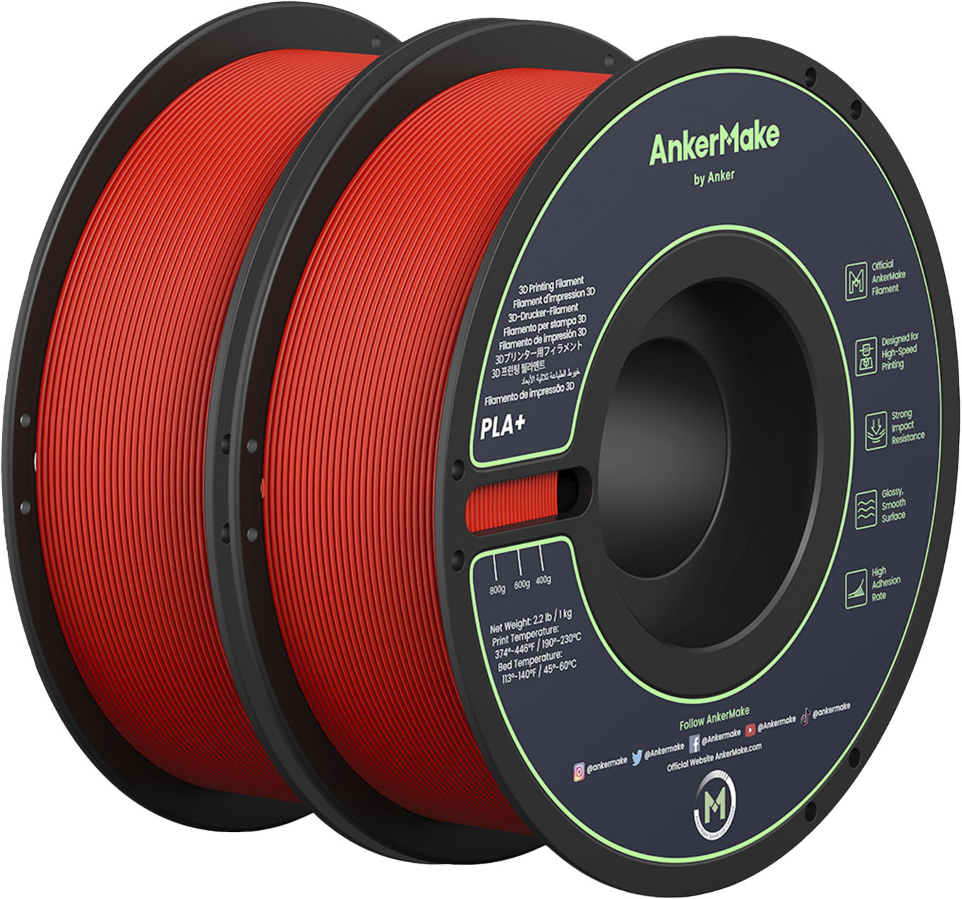 AnkerMake 1.75 mm PLA Filament 2 lbs for M5 (2-pack) V6110191 - Best Buy