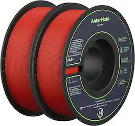 AnkerMake - 1.75 mm PLA Filament, Smooth, High-Adhesion Rate, Designed for High-Speed Printing, 2-Pack, 4.4 lbs/2kg - Red