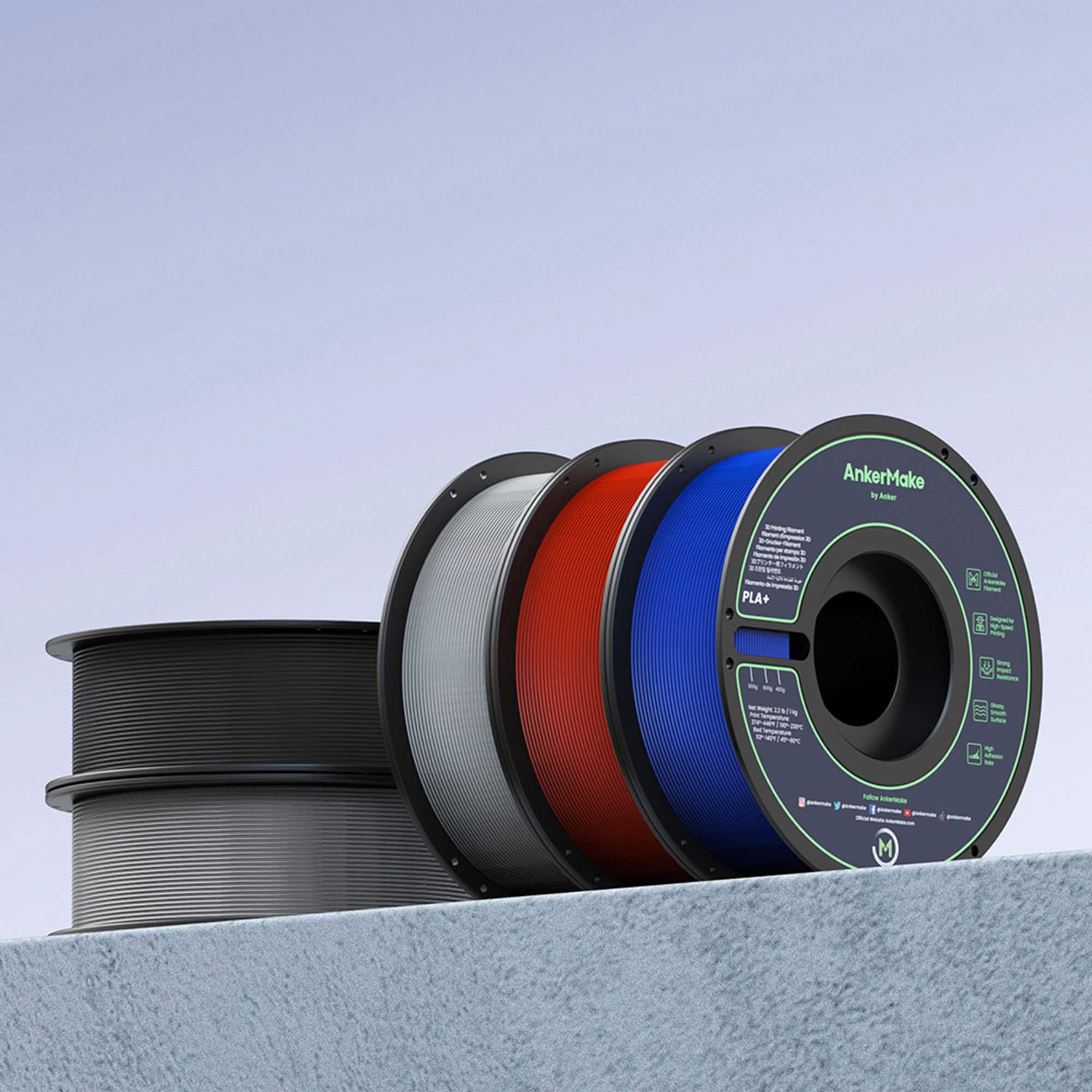 Alt View 11. AnkerMake - 1.75 mm PLA Filament, Smooth, High-Adhesion Rate, Designed for High-Speed Printing, 2-Pack, 4.4 lbs/2kg - Red.