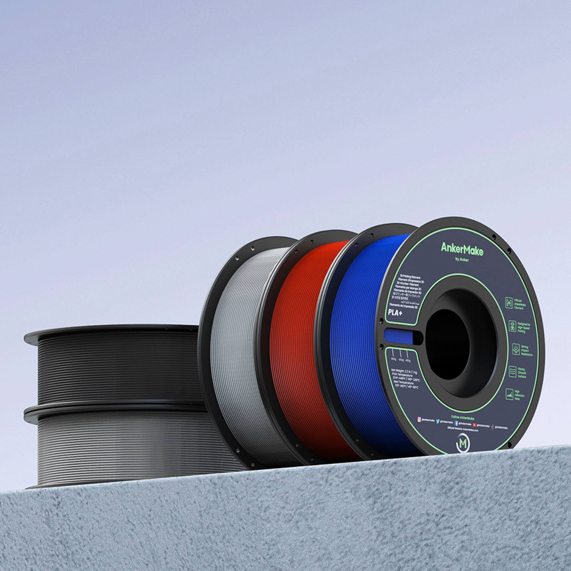 Alt View 11. AnkerMake - 1.75 mm PLA Filament, Smooth, High-Adhesion Rate, Designed for High-Speed Printing, 2-Pack, 4.4 lbs/2kg - Red.