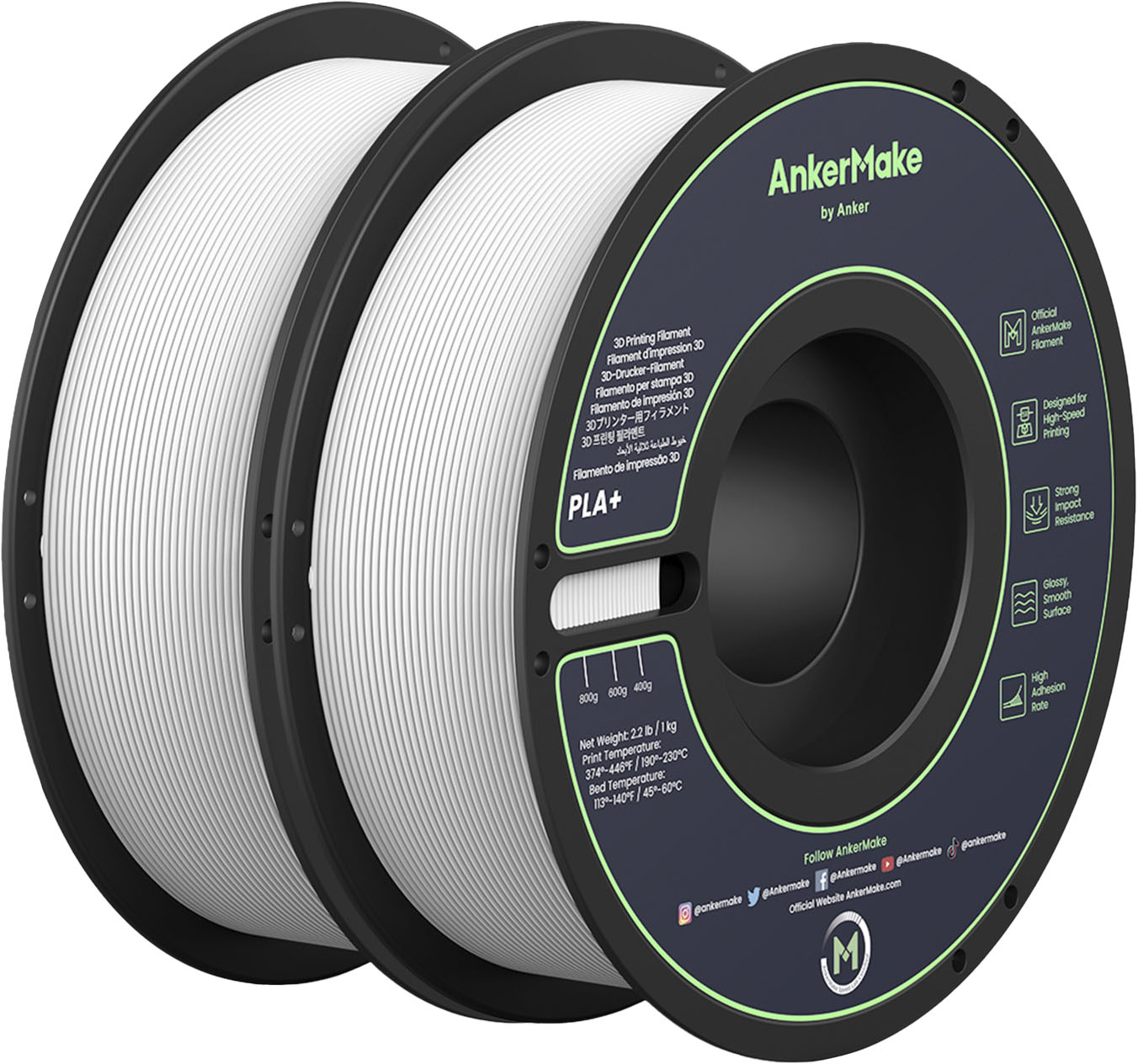 AnkerMake 1.75 mm PLA Filament 2 lbs for M5 (2-pack) V6110121 - Best Buy