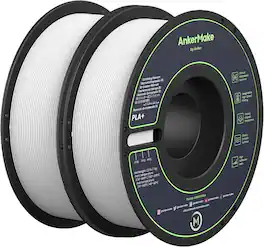 AnkerMake - 1.75 mm PLA Filament, Smooth, High-Adhesion Rate, Designed for High-Speed Printing, 2-Pack, 4.4 lbs/2kg - White