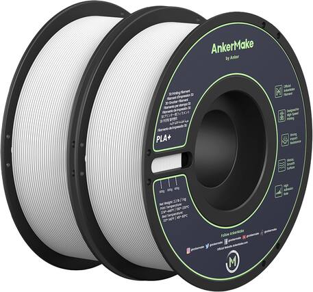 Front. AnkerMake - 1.75 mm PLA Filament, Smooth, High-Adhesion Rate, Designed for High-Speed Printing, 2-Pack, 4.4 lbs/2kg - White.
