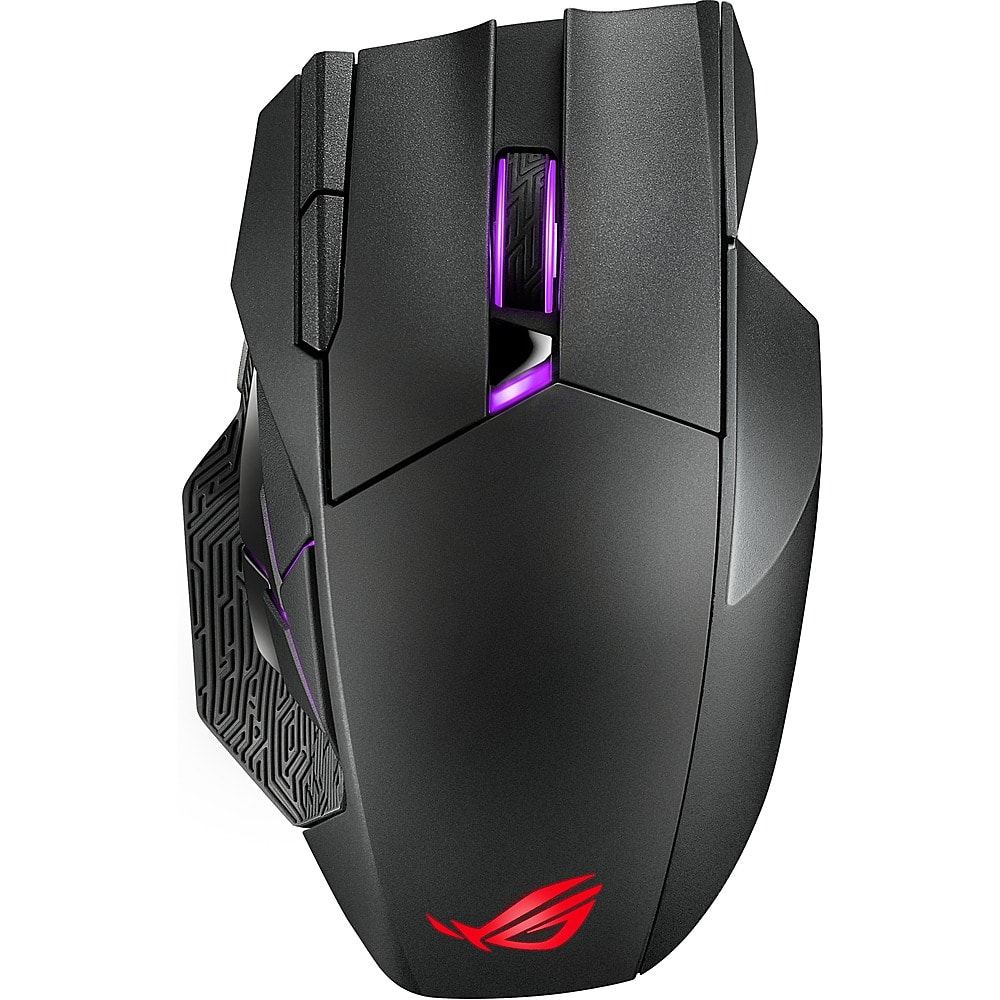 ASUS - ROG Spatha X Wireless Optical Gaming Mouse with 12 Programmable Buttons and Magnetic Charging Stand - Wireless - Black - Front_Zoom