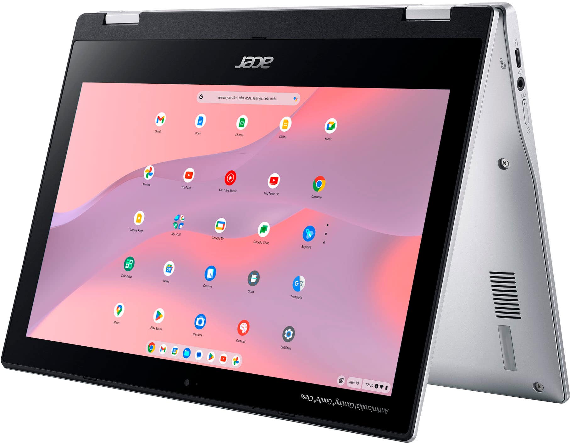 Alt View 7. Acer - Chromebook Spin 311 – 11.6" 2-in-1 Touch Screen Laptop - MediaTek Kompanio 500 MT8183C – 4GB LPDDR4X – 64GB eMMC - Pure Silver.