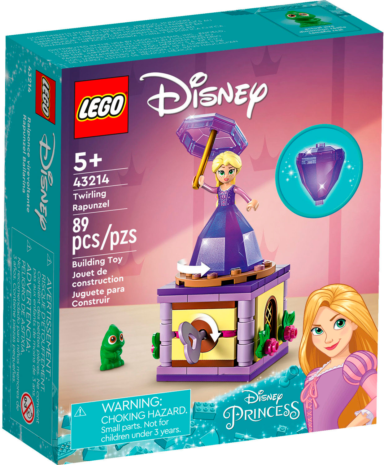 LEGO Disney Princess Twirling Rapunzel 43214 Building Toy with Diamond  Dress Mini-Doll and Pascal The Chameleon Figure, Wind Up Toy Rapunzel,  Disney