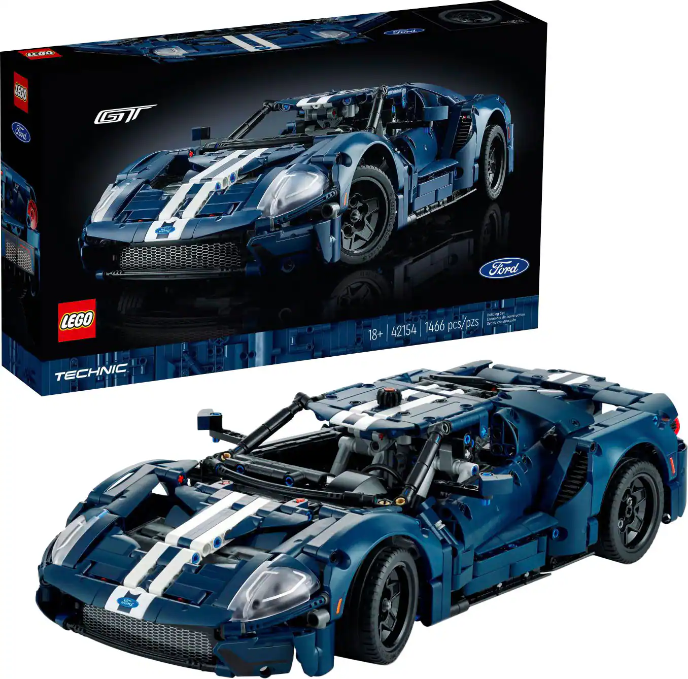 Front. LEGO - Technic 2022 Ford GT Car Model Set for Adults 42154.