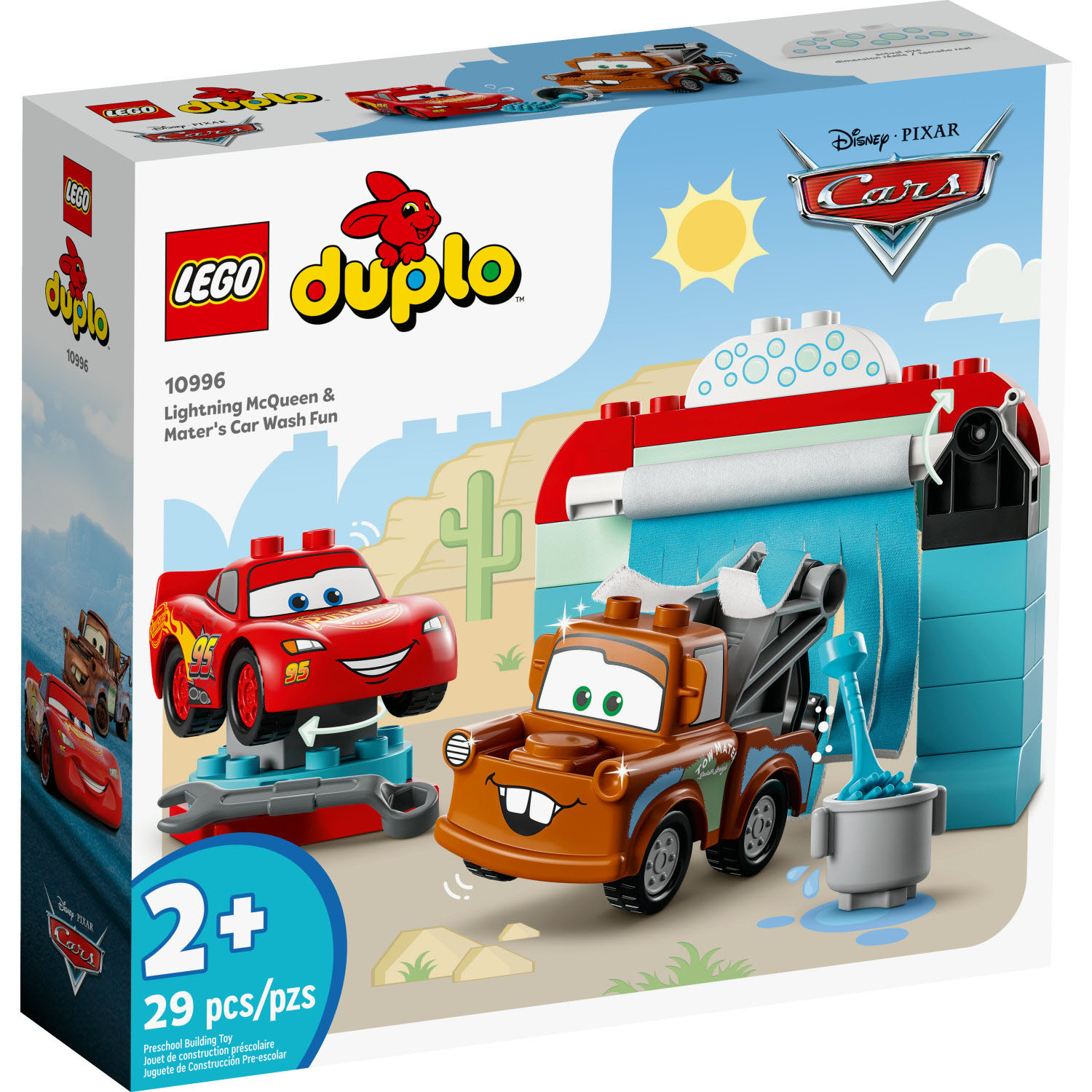 Left View: LEGO - DUPLO  Disney and Pixar’s Cars Lightning McQueen & Mater’s Car Wash Fun 10996