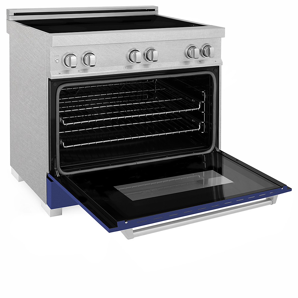 Left View: ZLINE - 36" 4.6 cu. ft. Induction Range with a 4 Element Stove and Electric Oven - Blue Matte