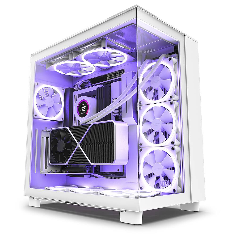 NZXT H9 Elite ATX Mid Tower Case With Dual Chamber White CM H91EW 01 