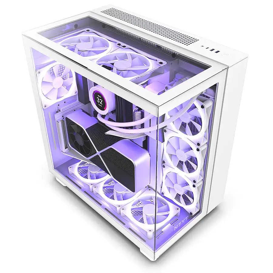 Nzxt H9 Elite Atx Mid Tower Pc Case With Dual Chamber White Cm H91ew 01 Open Box Best Buy