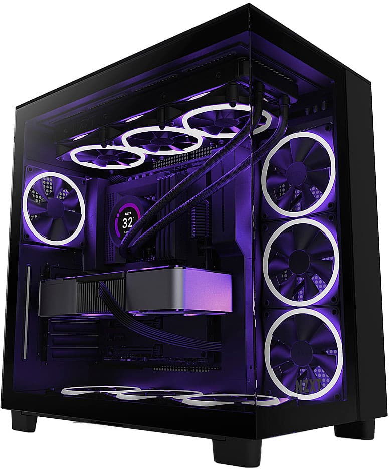 NZXT - H9 Flow ATX Mid-Tower PC Case with Dual Chamber - Black - Front_Zoom