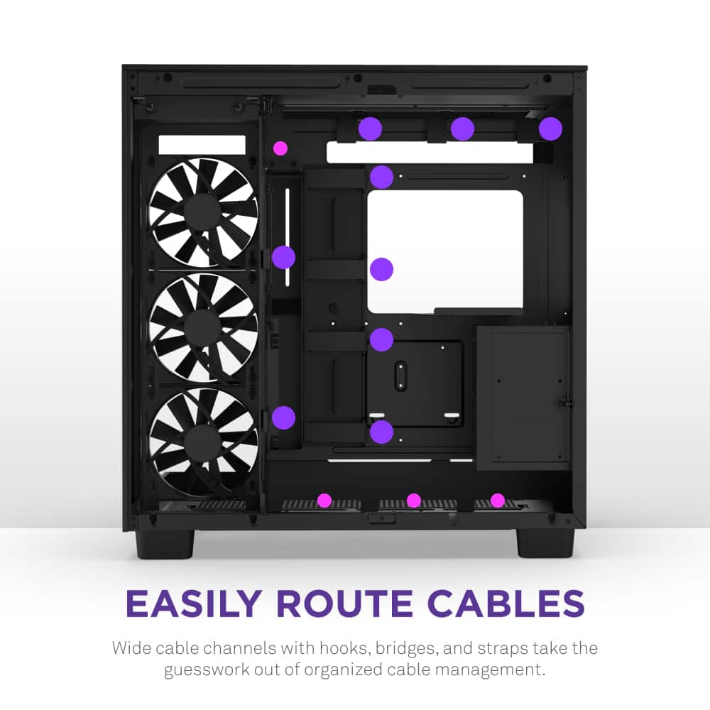 Easily Route Cables: Wide cable channels with hooks, bridges, and straps take the guesswork out of organized cable management.