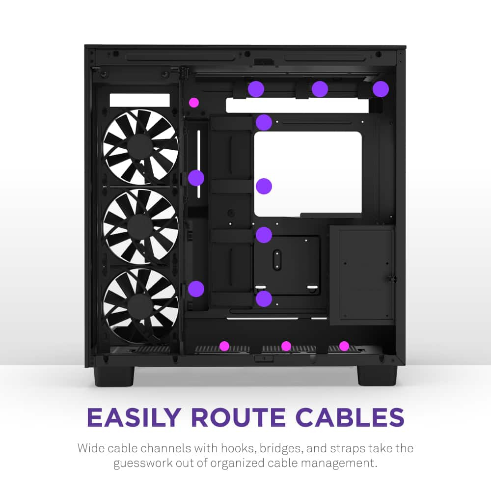 Nzxt H9 Flow Atx Mid-tower Pc Case With Dual Chamber Black Cm-h91fb-01 