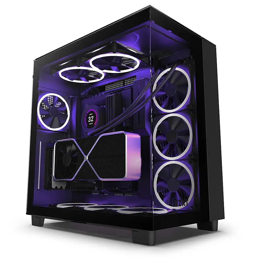 NZXT H9 Elite ATX Mid Tower PC Case with Dual Chamber Black CM-H91EB-01 ...