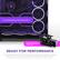 The image features a computer case with a purple background and a 32 liquid cooling system. The case is designed to fit all NVIDIA GeForce RTX 40 Series GPUs and comes with a vertical GPU mount, which is sold separately. The case is advertised as being "ready for performance" and is suitable for displaying the GPU vertically using the NZXT Vertical GPU Mounting Kit. The clearance for the GPUs is 435mm, and the case reduces the GPU clearance to 419mm. However, additional support may be needed, which can be requested through the NZXT website.