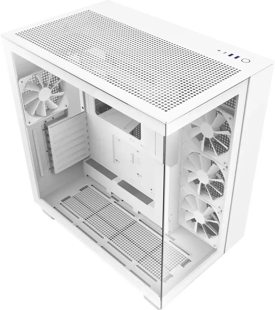 Nzxt H9 Flow Atx Mid Tower Pc Case With Dual Chamber White Cm-h91fw-01 