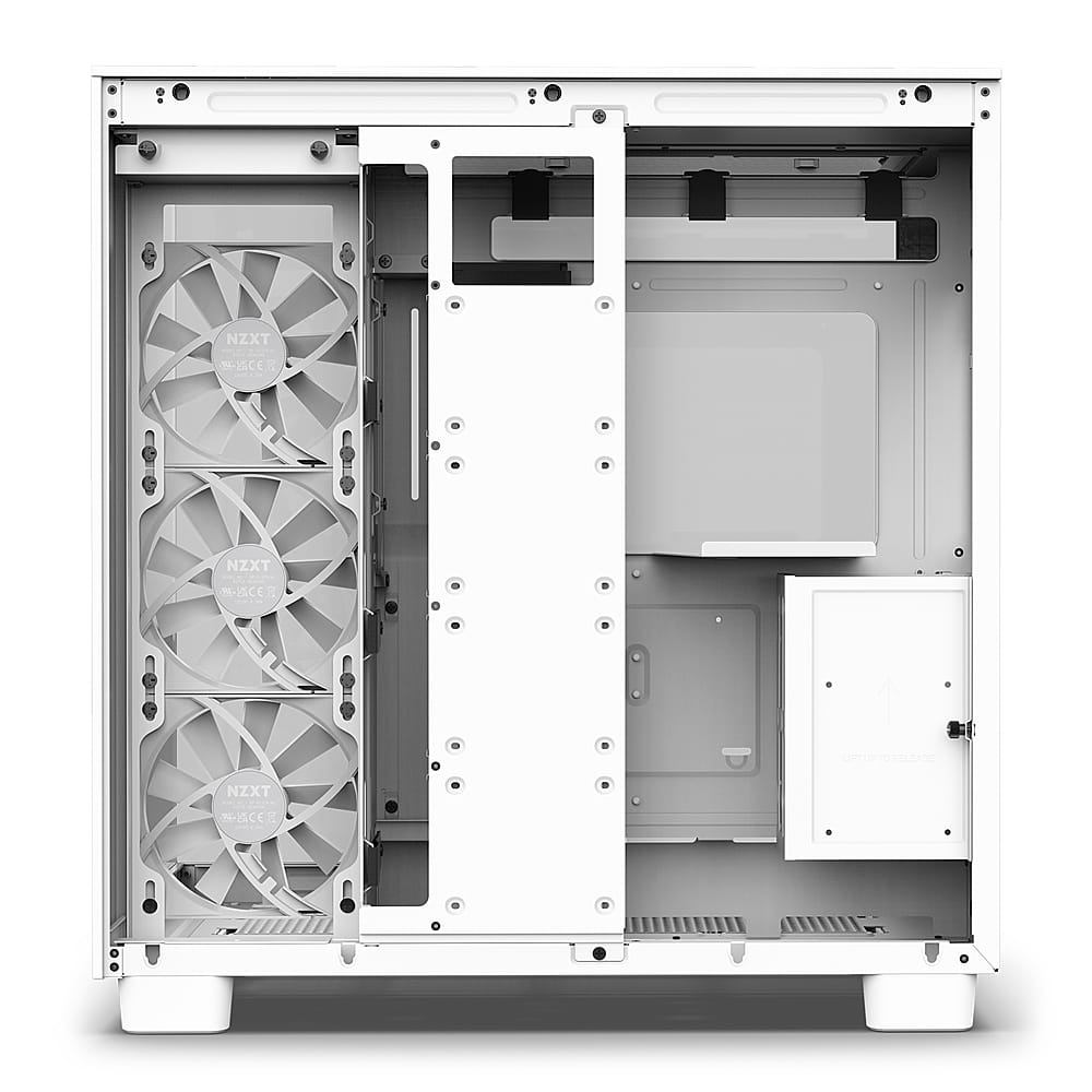 Alt View 15. NZXT - H9 Flow ATX Mid-Tower Case with Dual Chamber - White.